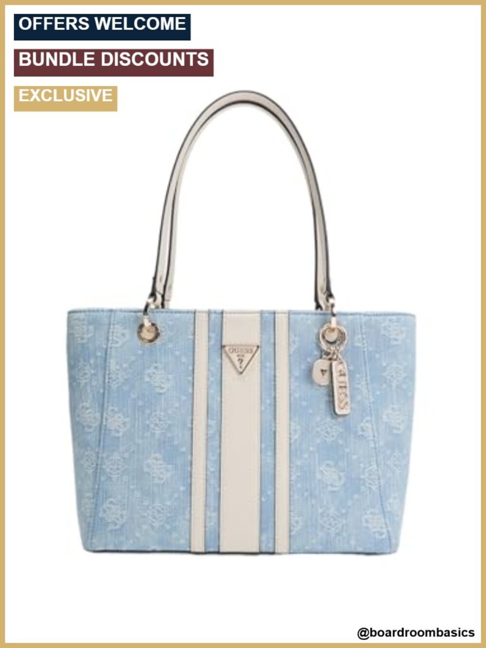 Denim Small Tote with Interior Zip Pocket